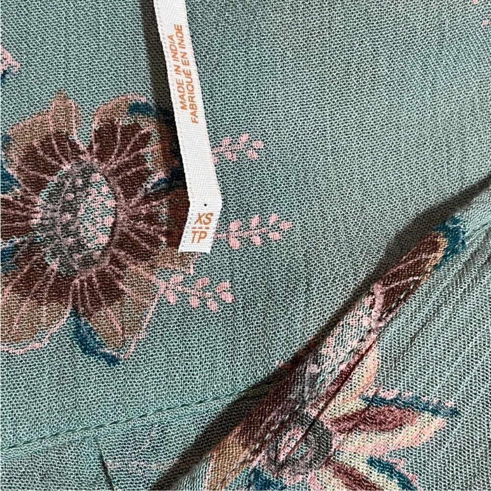 FREE PEOPLE Cottage Core floral 'Flow My Way' Mint V-Neck Tunic extra small - Picture 5 of 8